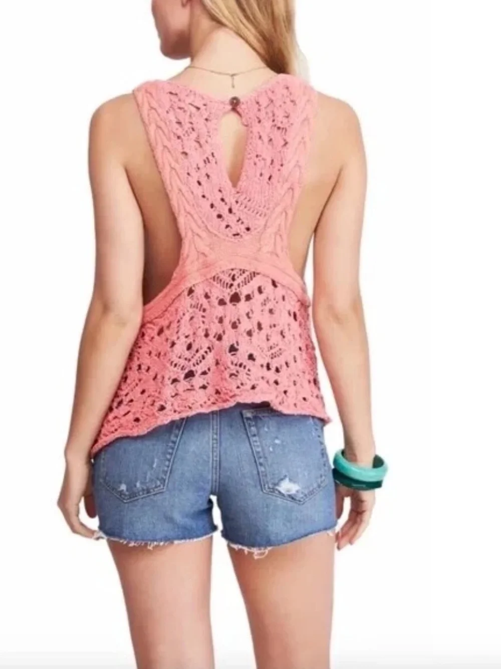 Free People Luau Crochet Knit Tank Top